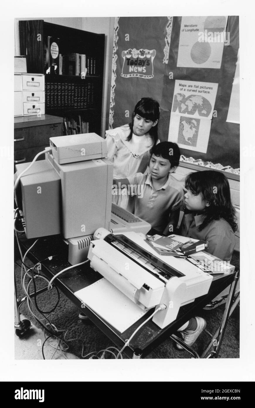 Austin Texas USA, um 1991: Schüler der fünften Klasse an der Joslin Elementary School mit Apple-Computern. ©Bob Daemmrich Stockfoto