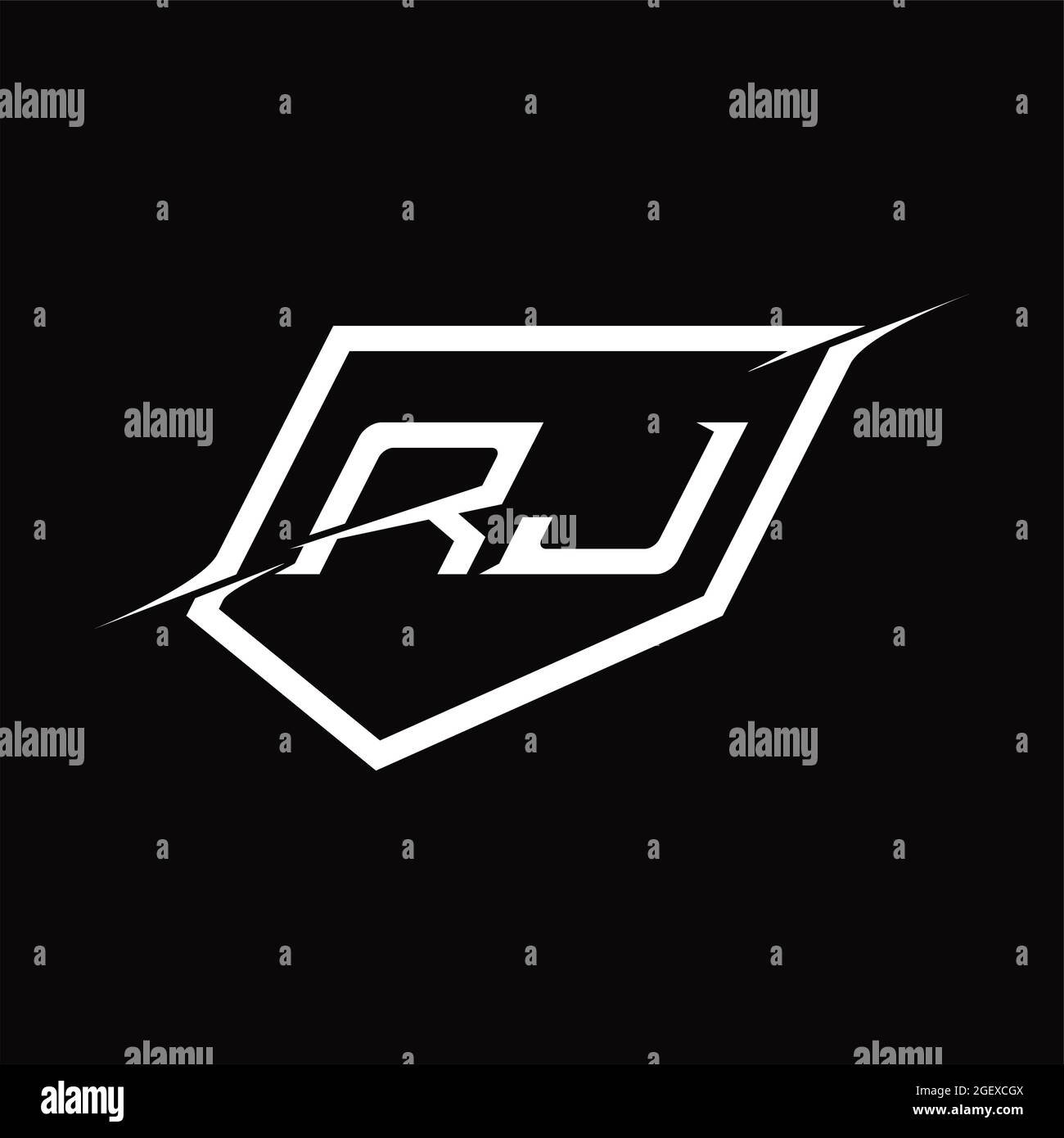 RJ Logo-Monogramm mit abstrakter Form Blackground Design-Vorlage Stock Vektor