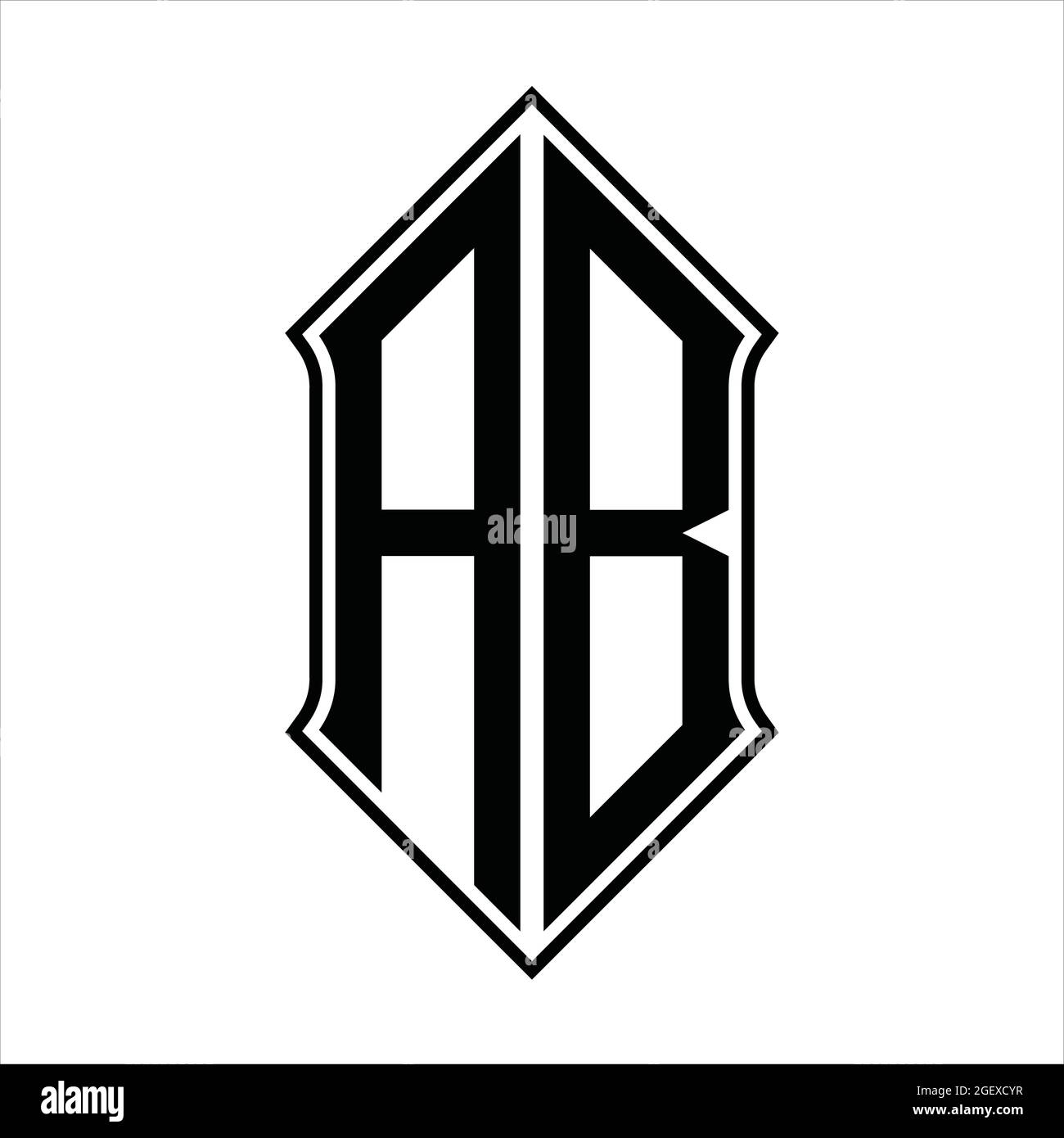 Ab Logo Monogramm mit shieldshape und schwarzen Umriss Design Vorlage Vektor-Symbol abstrakt Stock Vektor