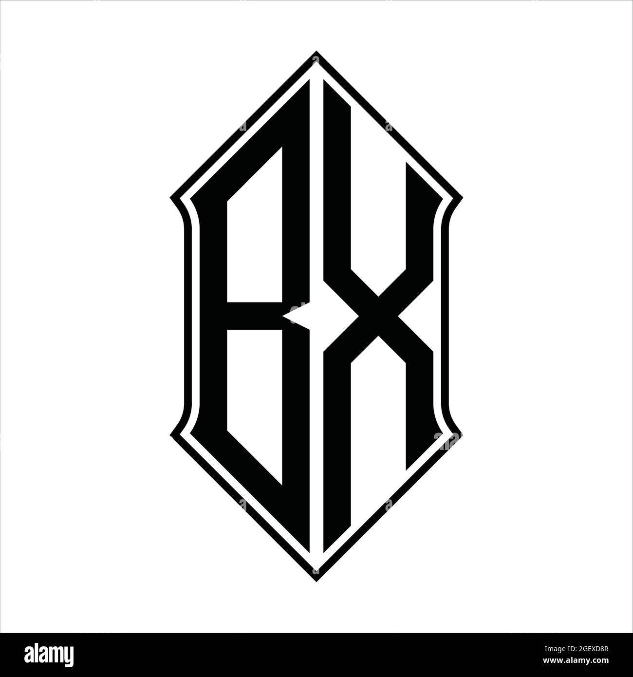 BX Logo Monogramm mit shieldshape und schwarzen Umriss Design Vorlage Vektor-Symbol abstrakt Stock Vektor