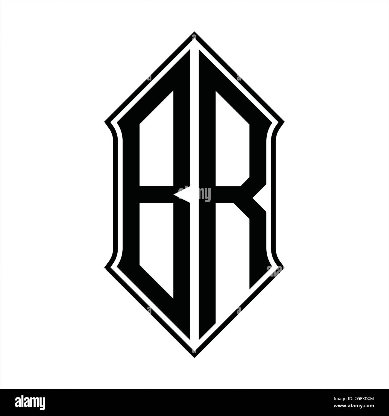 BR Logo Monogramm mit shieldshape und schwarzen Umriss Design Vorlage Vektor-Symbol abstrakt Stock Vektor