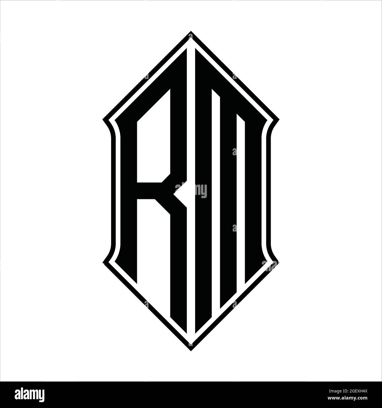 RM Logo Monogramm mit shieldshape und schwarzen Umriss Design Vorlage Vektor Symbol abstrakt Stock Vektor