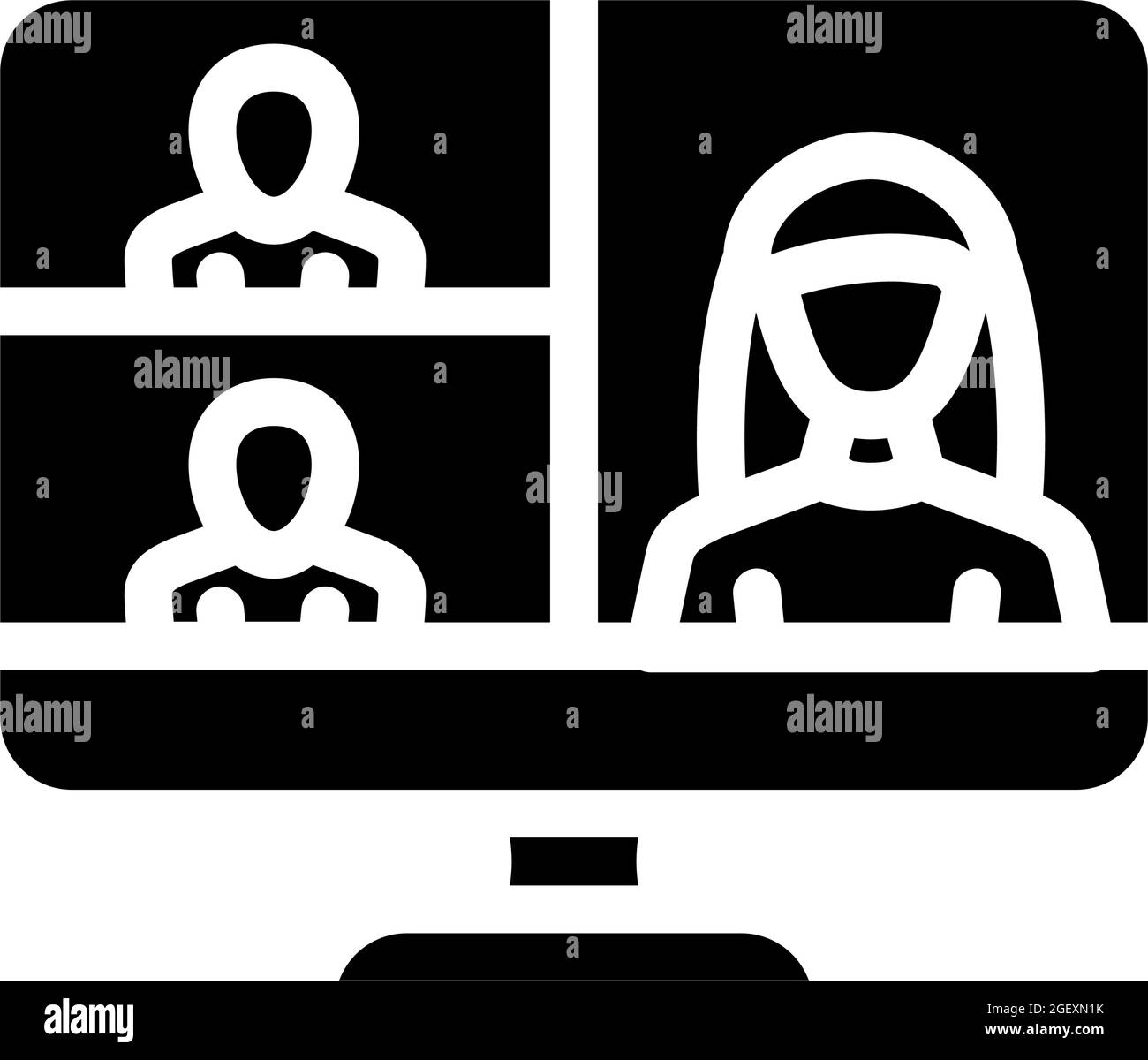 Videokonferenz Computer Software Glyphe Symbol Vektor Illustration Stock Vektor