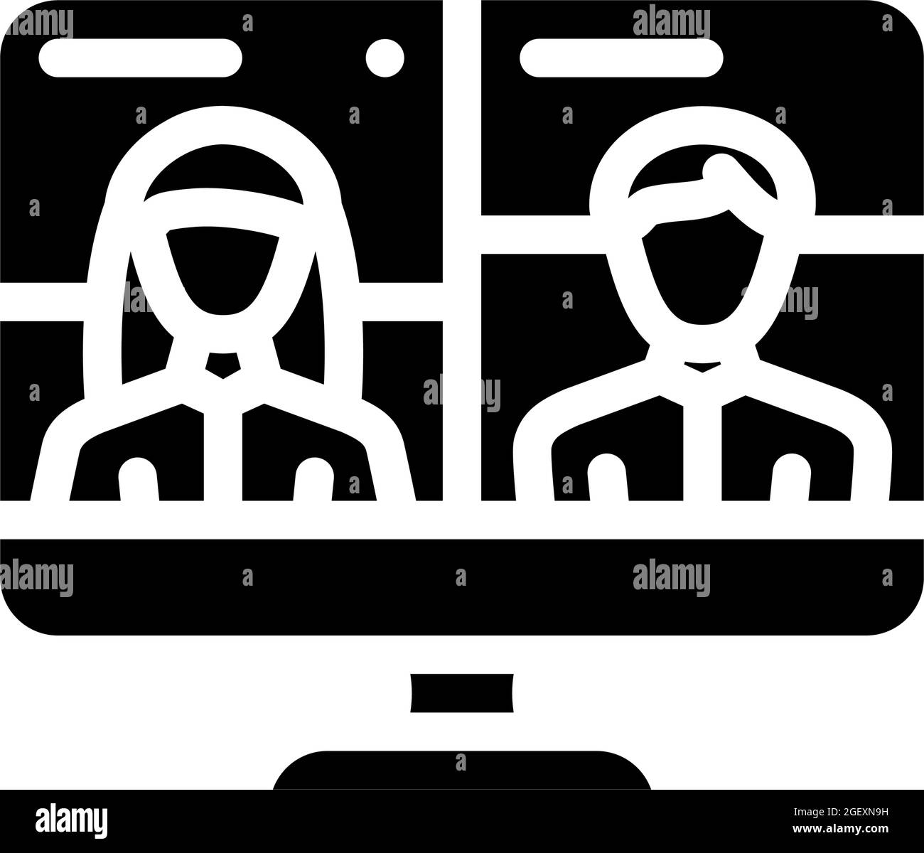 Videokonferenz Diskussion Glyphen Symbol Vektor Illustration Stock Vektor