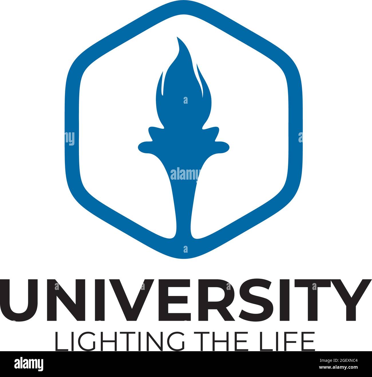 Universitätslogo mit Vektorvorlage für das Design von Fackeln Stock Vektor