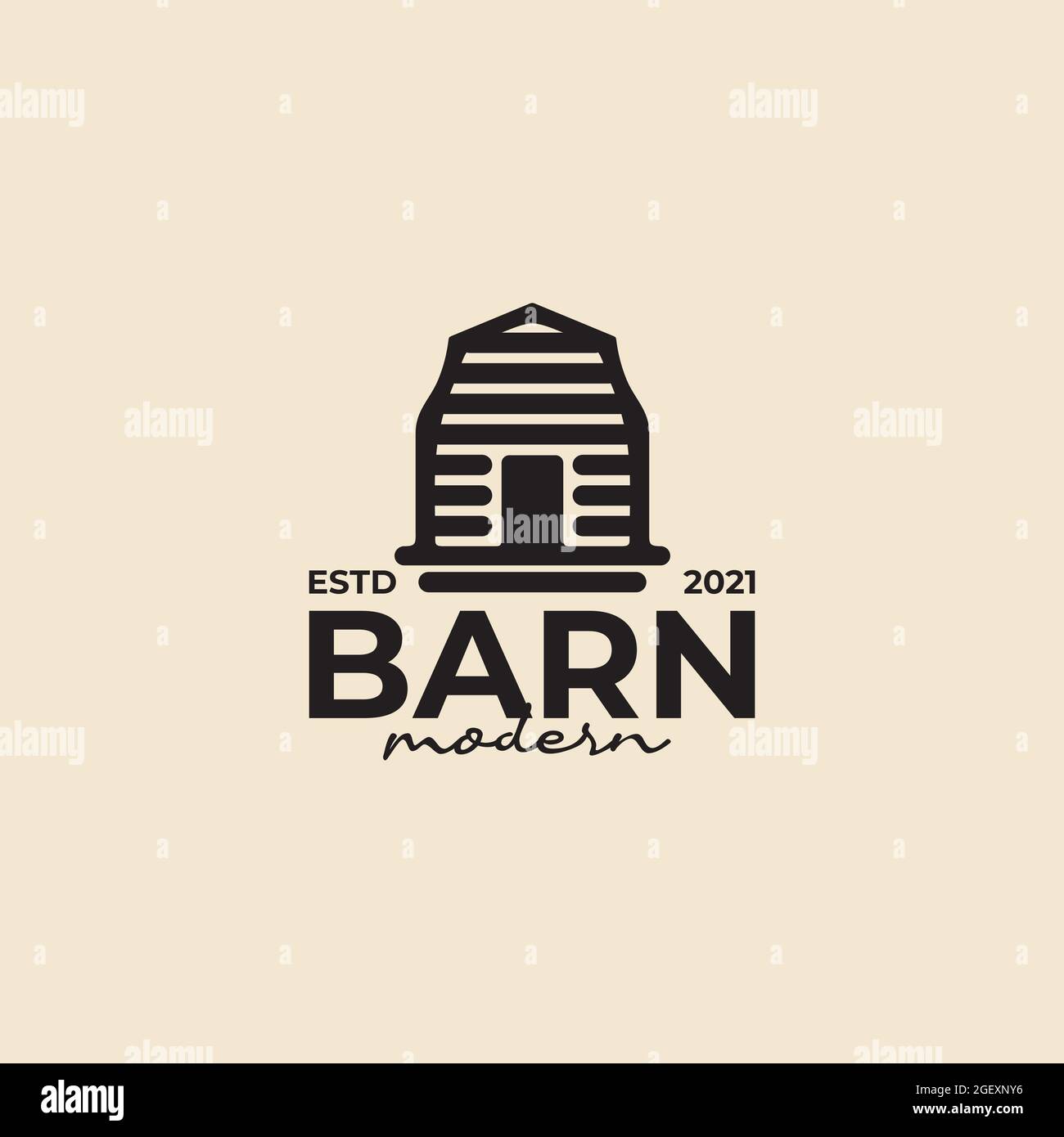 Holz schwarz Scheune Bauernhof minimalistischen vintage Retro Linie Kunst Logo Design Stock Vektor