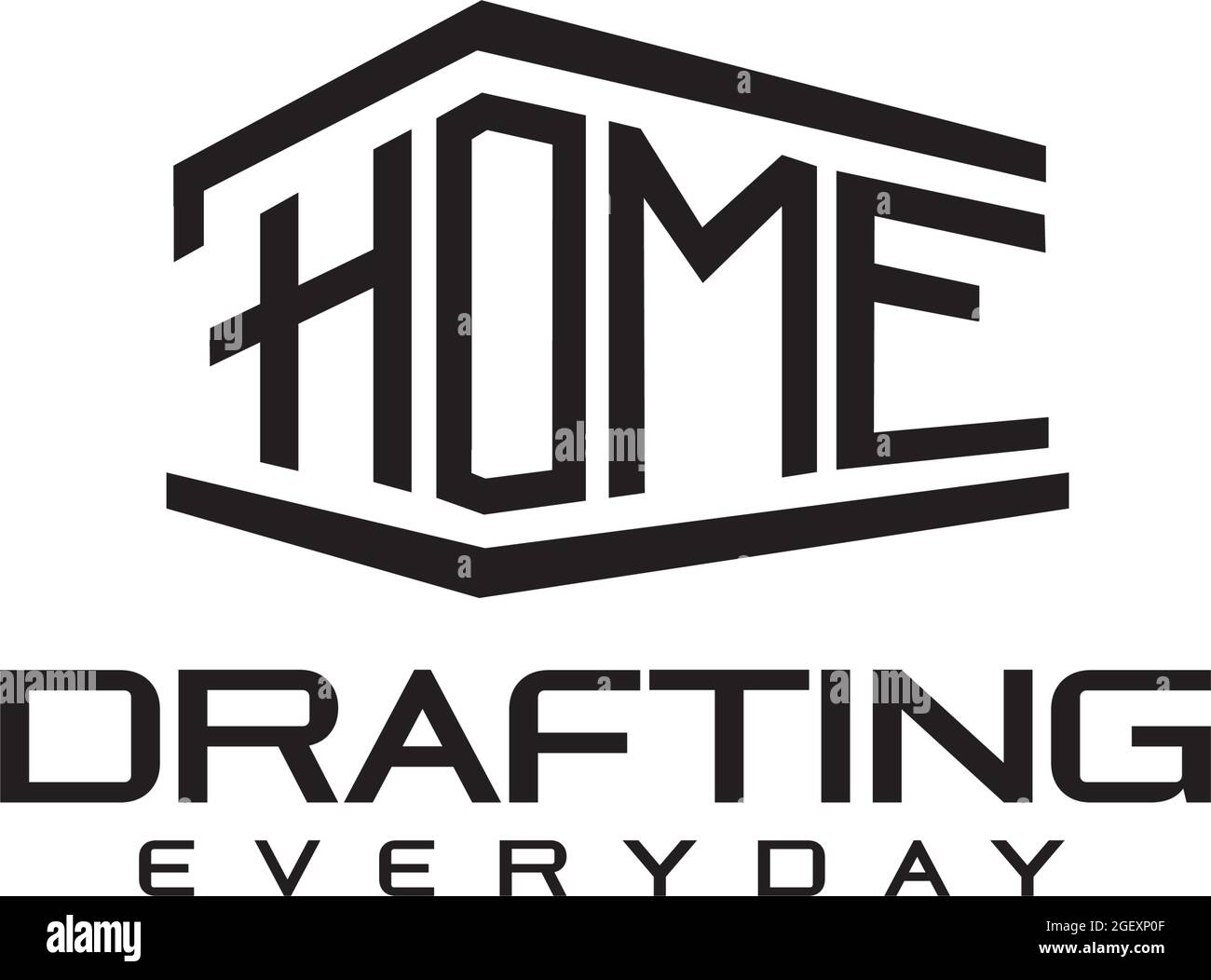 Einfache weiße Linie Hause drafher Vektor-Logo Text-Design Stock Vektor