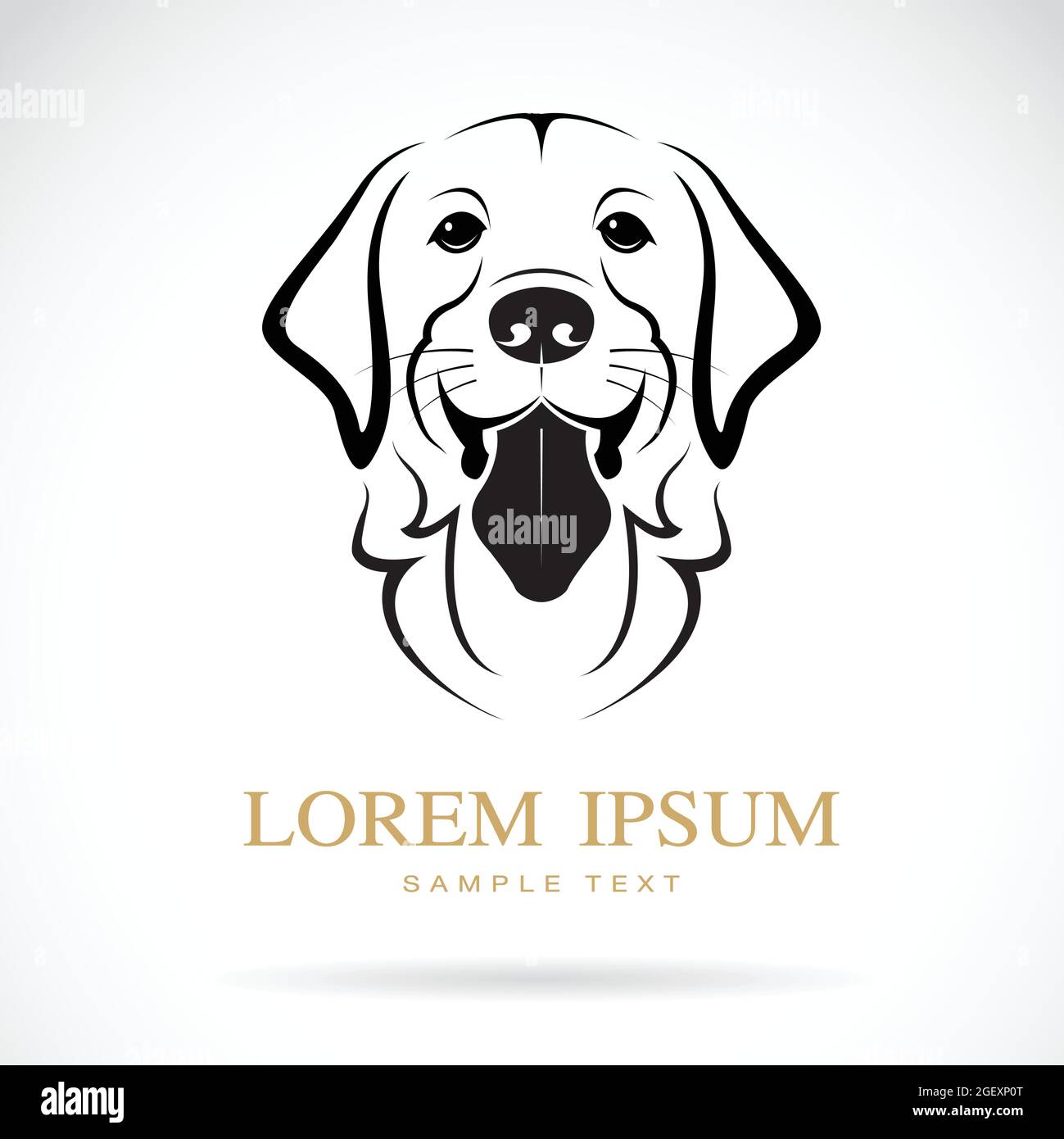 Vektor eines Hundekopfes (Labrador Retriever) auf weißem Hintergrund, Haustier. Tiere. Stock Vektor