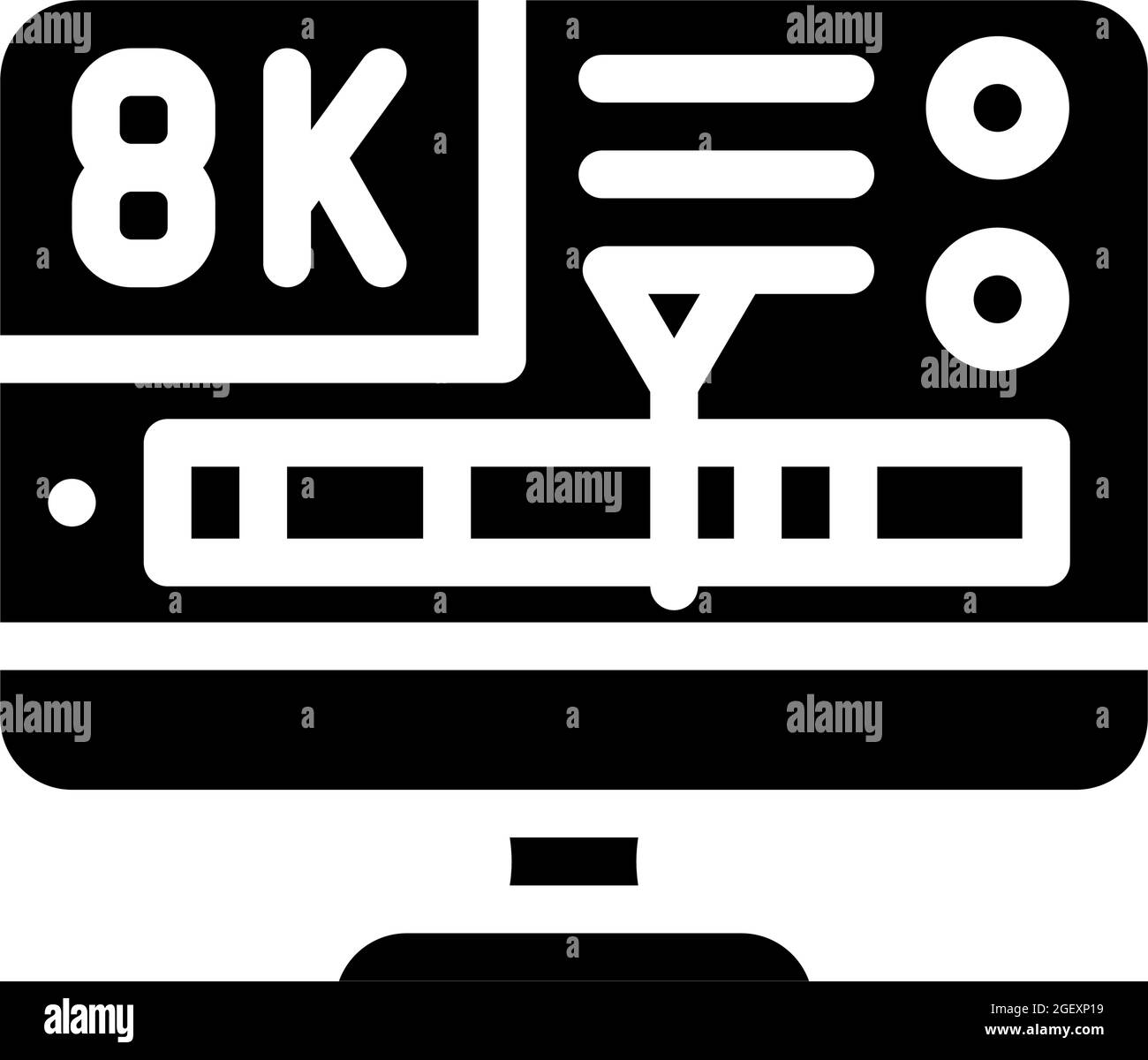 Darstellung von Glyphen-Symbolvektoren in Videoqualität wird verarbeitet Stock Vektor