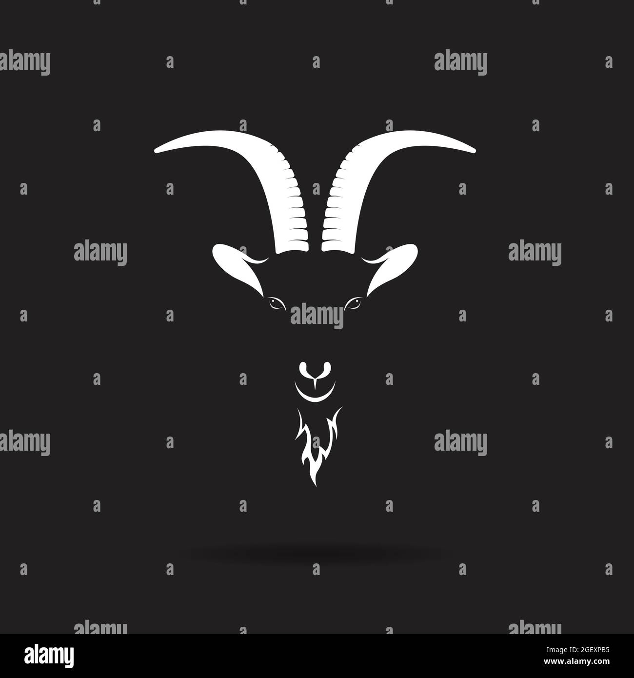 Vektor von Ziegenkopf-Design auf einem schwarzen Hintergrund., Tierfarm., Ziegenlogo oder Symbol. Leicht editierbare Vektorgrafik mit Ebenen. Stock Vektor