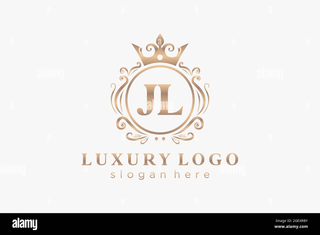 JL Letter Royal Luxury Logo Vorlage in Vektorgrafik für Restaurant, Royalty, Boutique, Cafe, Hotel, Heraldisch, Schmuck, Mode und andere Vektor illustrr Stock Vektor