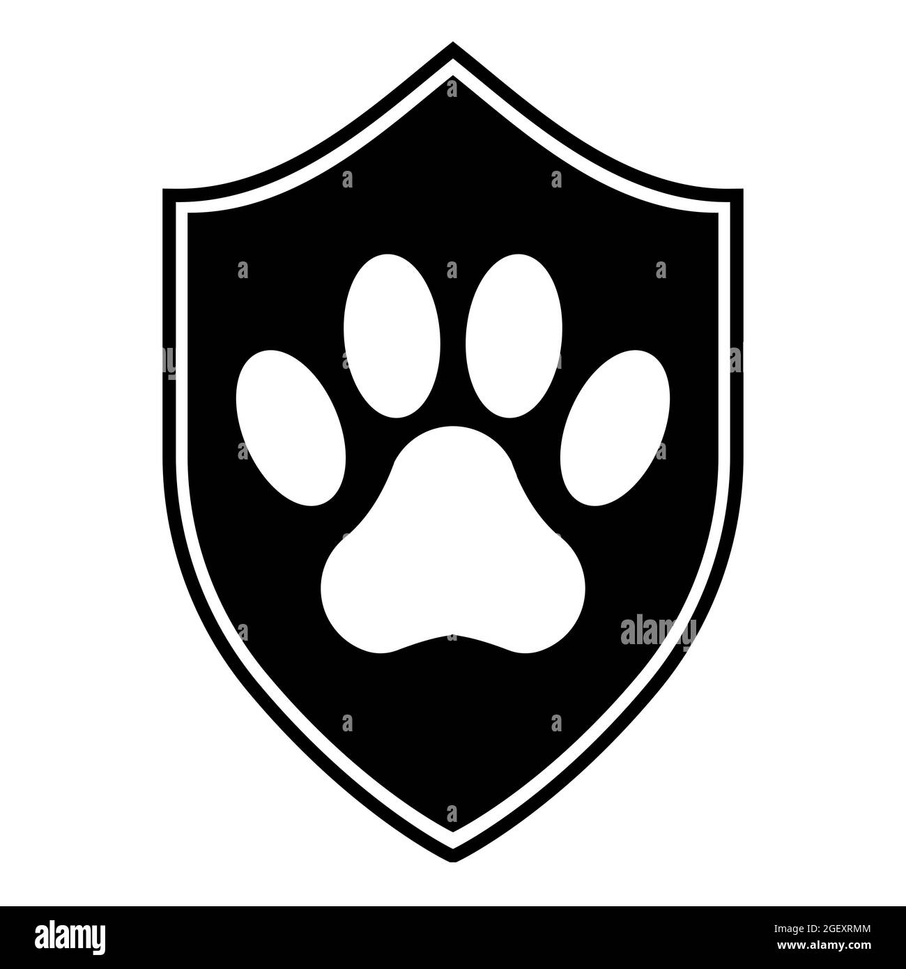 Tierschutz-Logo-Gilde mit Tierpfote-Aufdruck genäht Stock Vektor