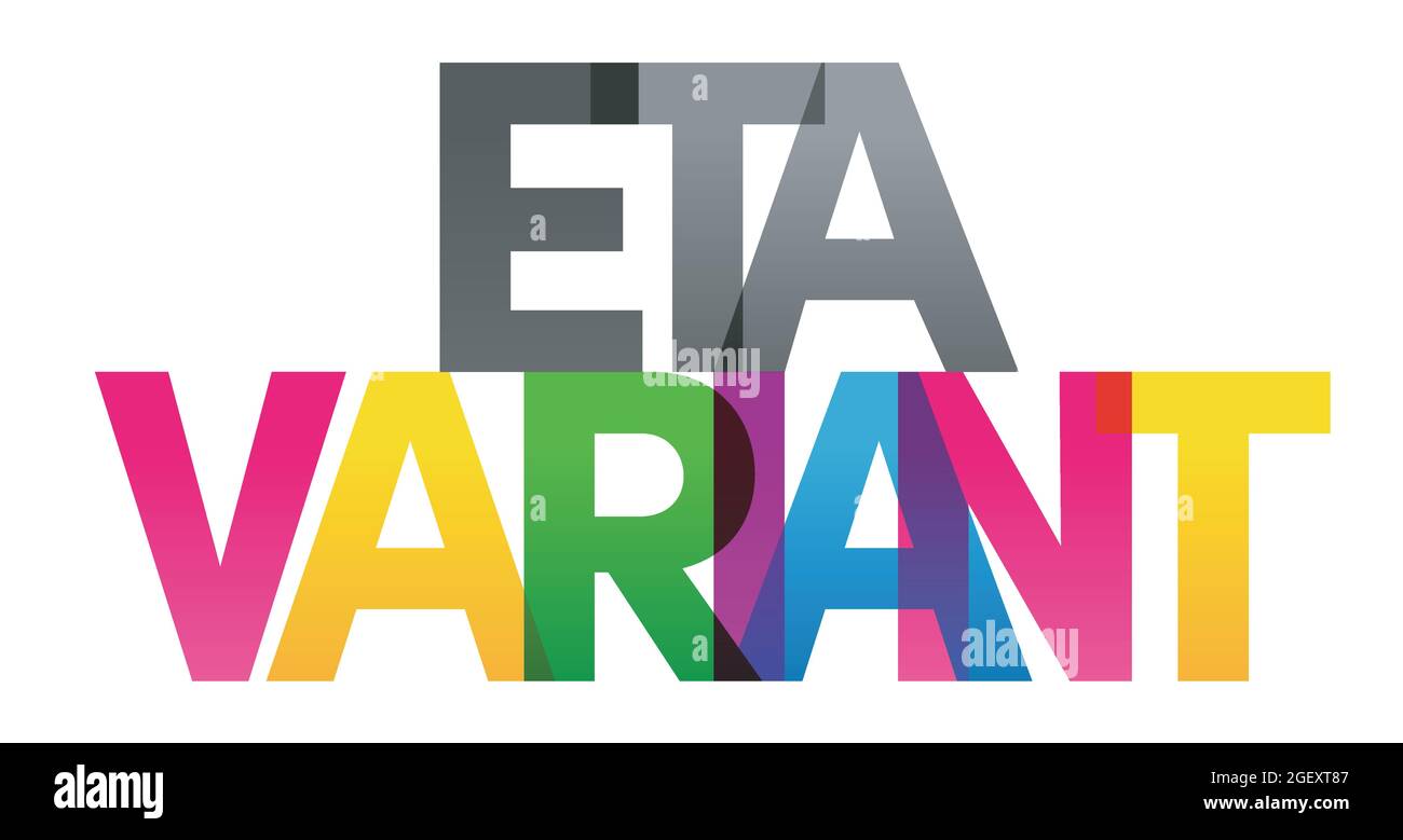 ETA-VARIANTE farbiger Vektor-Banner. Unternehmenskonzept. Verlaufstext. Transparenzbriefe Regenbogentext. Vektorgrafik Stock Vektor