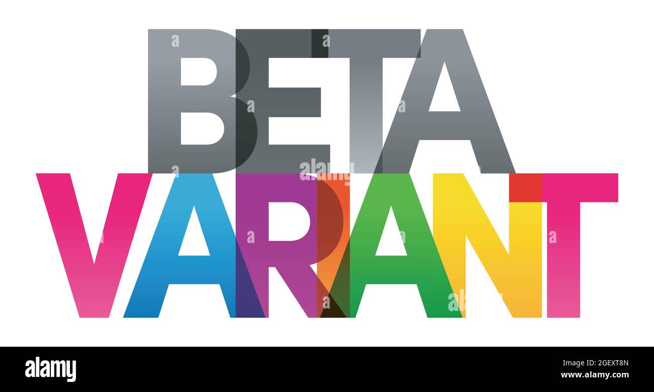 BETA-VARIANTE farbige Vektor-Banner. Unternehmenskonzept. Verlaufstext. Transparenzbriefe Regenbogentext. Vektorgrafik Stock Vektor