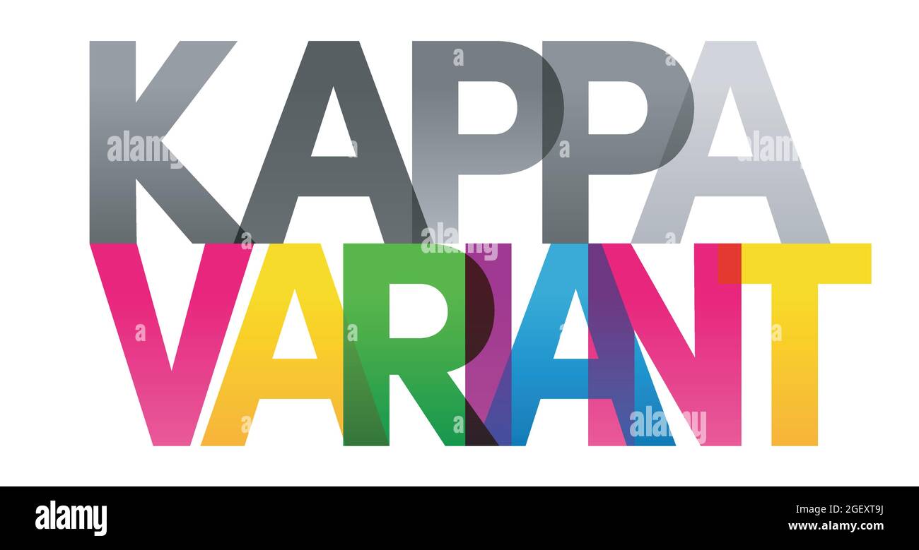 KAPPA VARIANT Colored Vector Banner. Unternehmenskonzept. Verlaufstext. Transparenzbriefe Regenbogentext. Vektorgrafik Stock Vektor