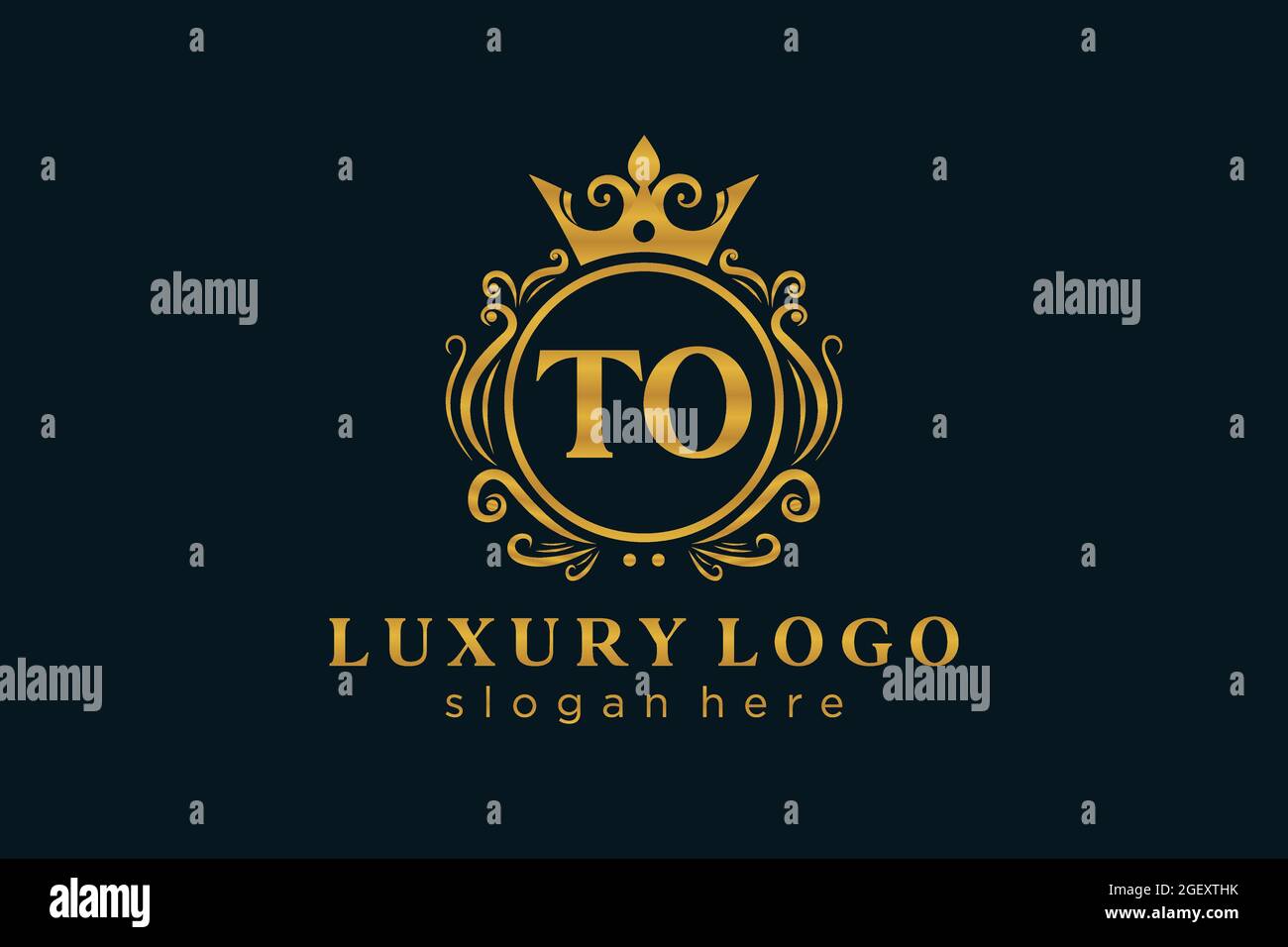 TO Letter Royal Luxury Logo Vorlage in Vektorgrafik für Restaurant, Royalty, Boutique, Cafe, Hotel, Heraldisch, Schmuck, Mode und andere Vektor illustrr Stock Vektor