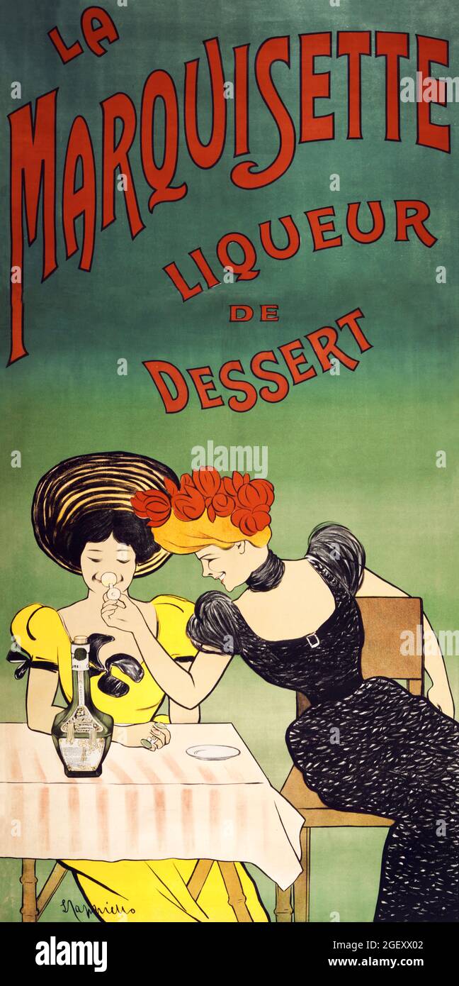 Der Dessertlikör Marquisette (1903) in hoher Auflösung von Leonetto Cappiello. Belle Epoque. Stockfoto