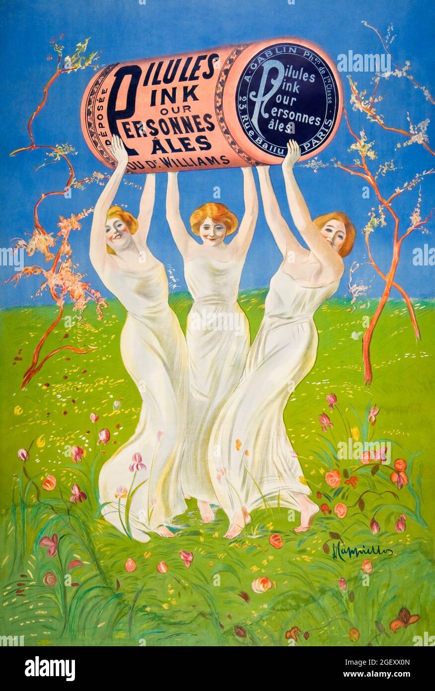 Pink Pills for Pale People (1910) Druck in hoher Auflösung von Leonetto Cappiello. Jugendstil. Stockfoto