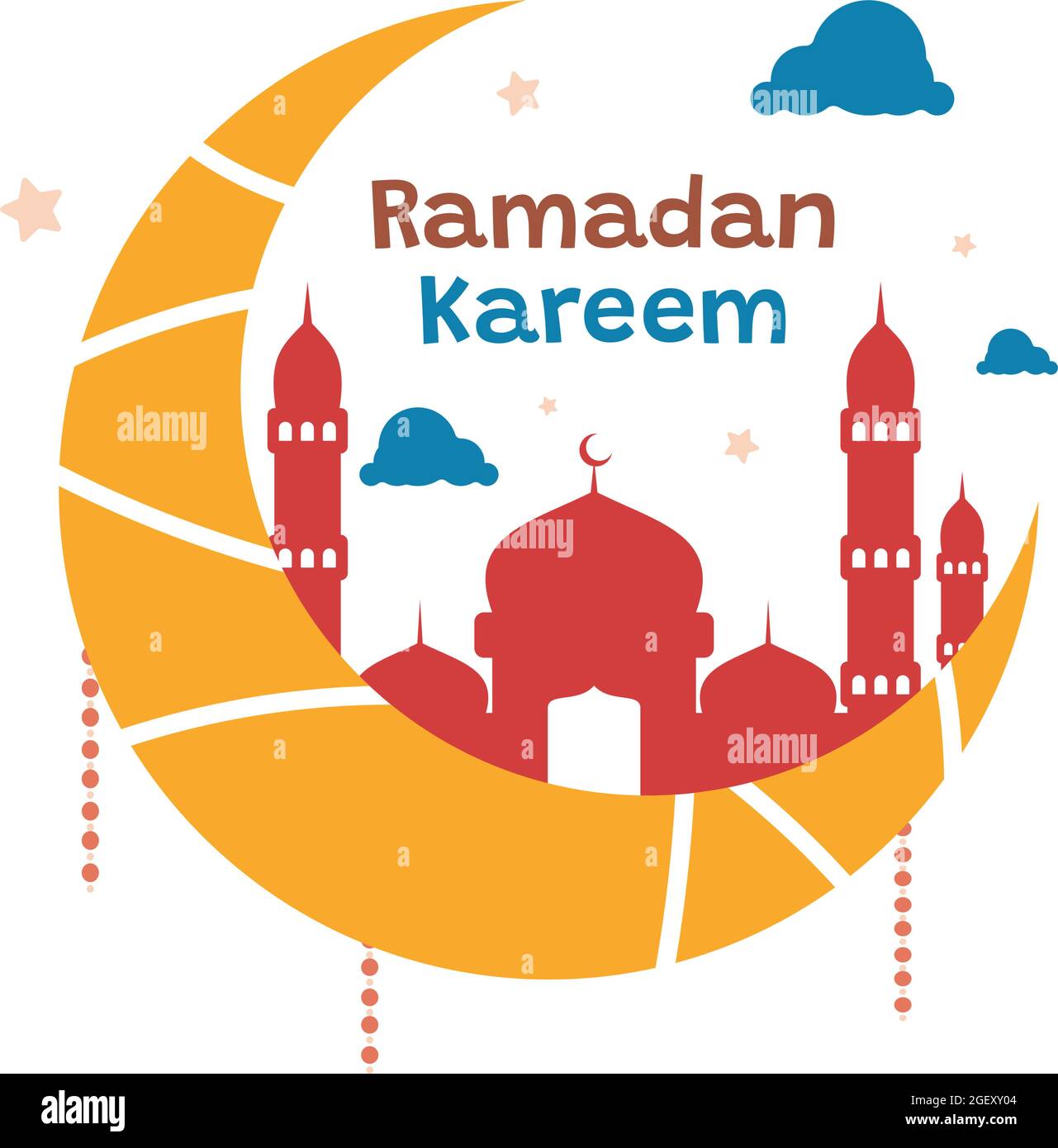 Ramadan Kareem Mond und Moschee Vektor Illustration Stock Vektor