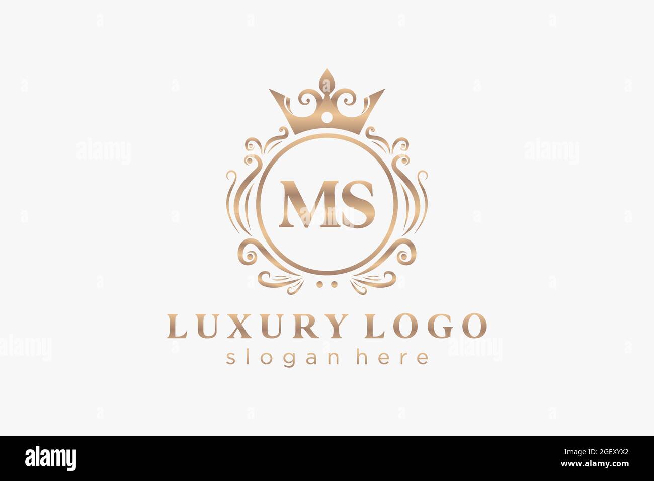 MS Letter Royal Luxury Logo Vorlage in Vektorgrafik für Restaurant, Royalty, Boutique, Cafe, Hotel, Heraldisch, Schmuck, Mode und andere Vektor illustrr Stock Vektor