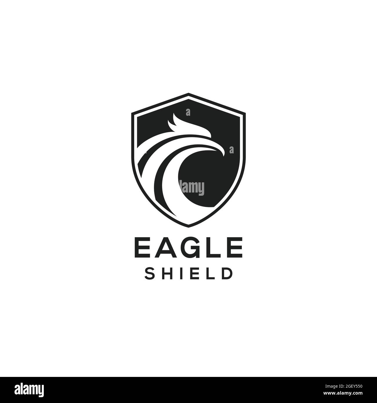 Eagle mit Schild Logo Design Vektor in schwarz und weiß Farbe modernen Retro minimalistisch für Unternehmen oder Sicherheit Stock Vektor