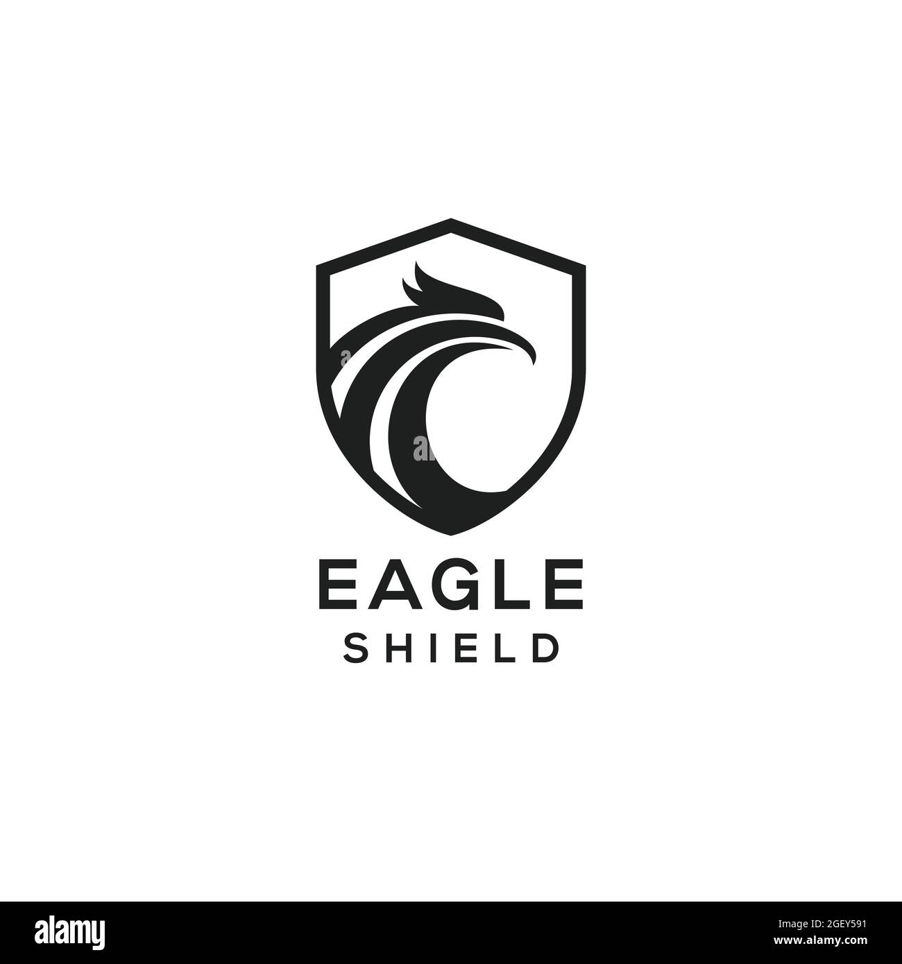 Eagle mit Schild Logo Design Vektor in schwarz und weiß Farbe modernen Retro minimalistisch für Unternehmen oder Sicherheit Stock Vektor