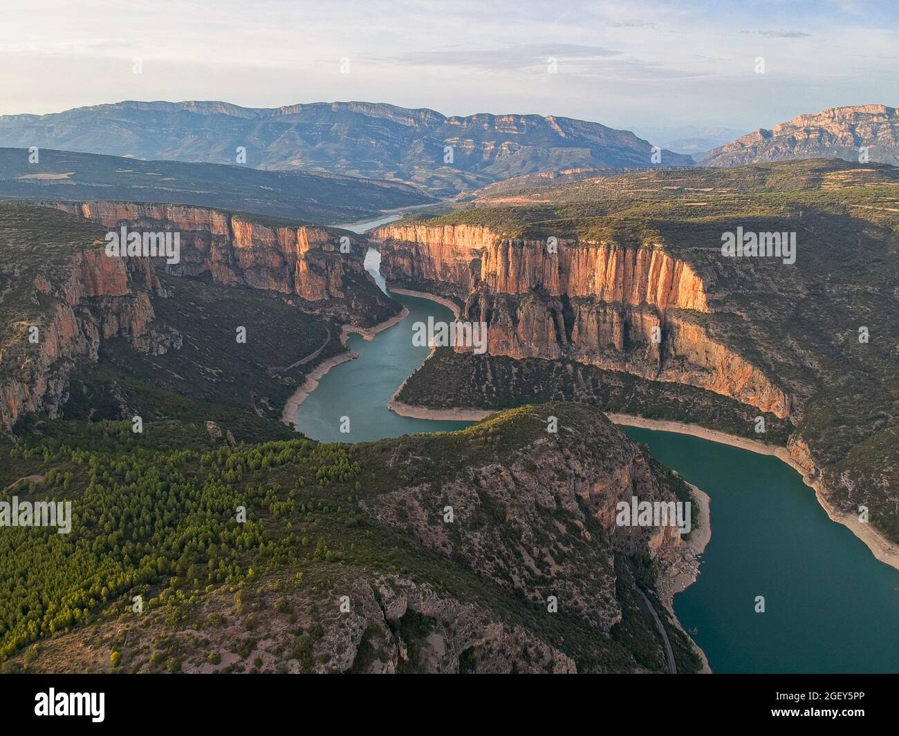 Luftaufnahme von Congost de Mont Rebei in Spanien, Europa Stockfoto Luftaufnahme von Congost de Mont Rebei in Spanien, Europa Stockfoto