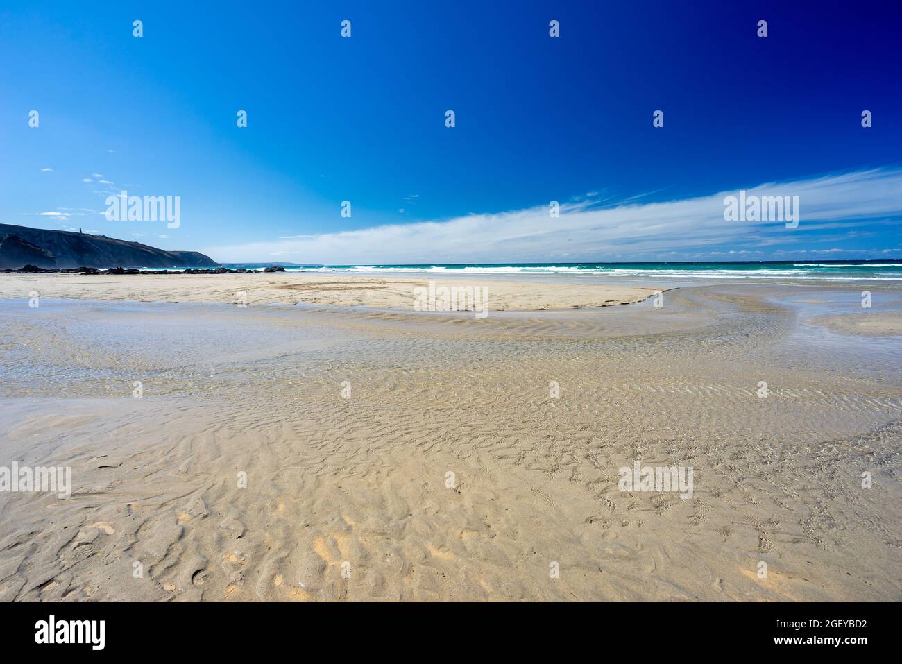 Der wunderschöne goldene Sandstrand von Porthtowan Cornwall England Großbritannien Europa Stockfoto
