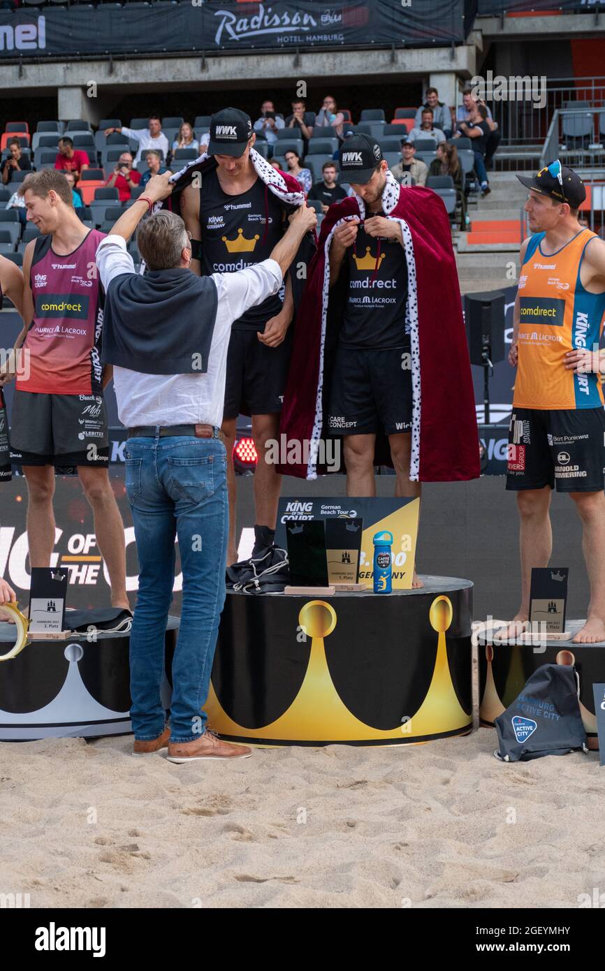 Goldmedaille Männer, Könige des Hofes, Team Julius Thole/Clemens Wickler (ETV Hamburg), Siegerehrung nationales Tournier, KÖNIG des HOFES, Hambu Stockfoto
