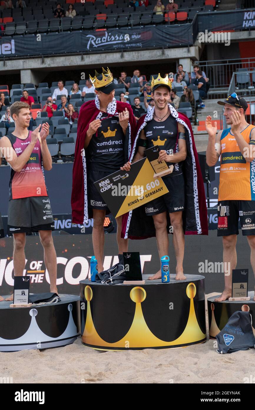 Goldmedaille Männer, Könige des Hofes, Team Julius Thole/Clemens Wickler (ETV Hamburg), Siegerehrung nationales Tournier, KÖNIG des HOFES, Hambu Stockfoto