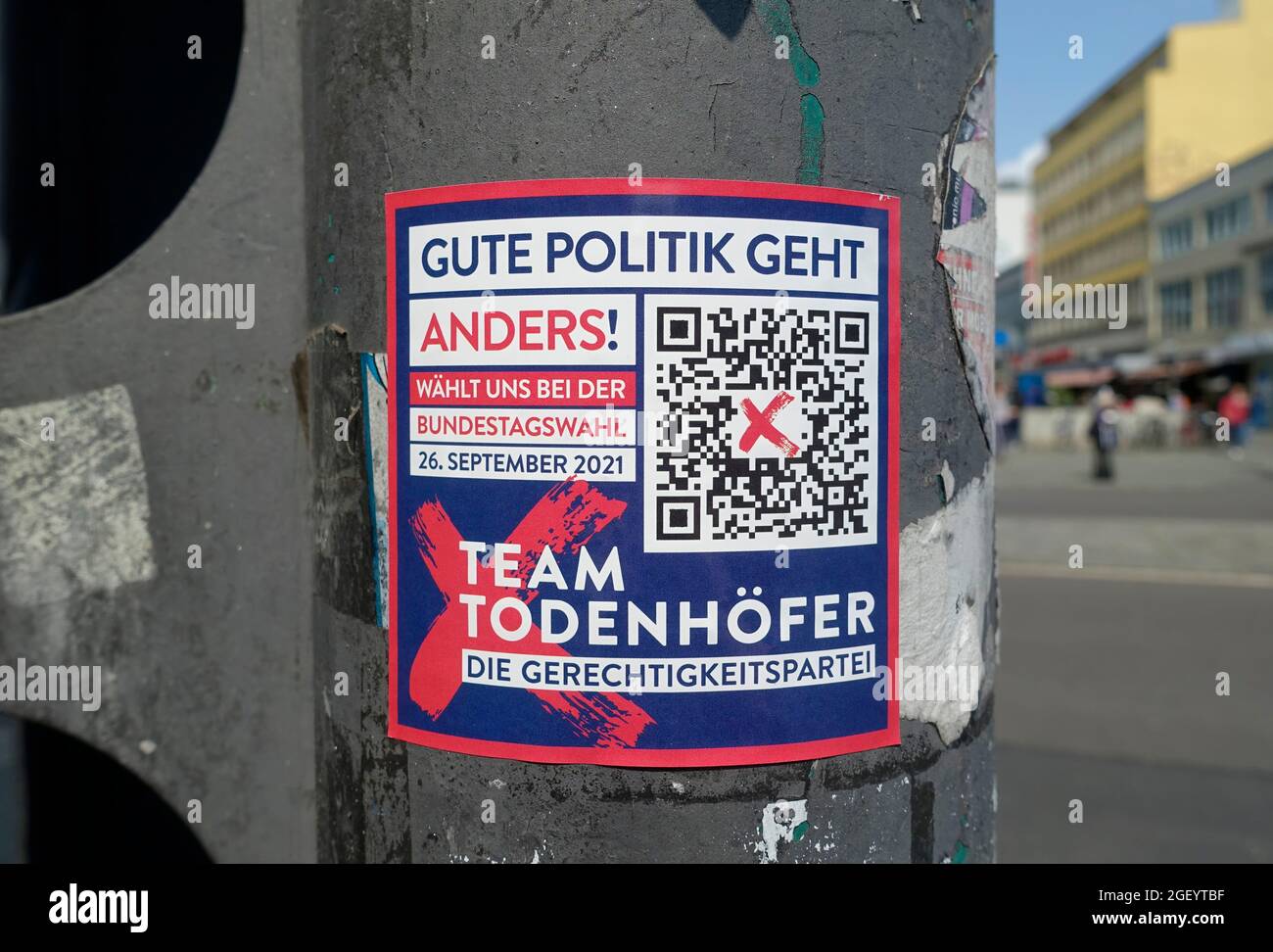 Aufkleber vom Team Todenhöfer, Berlin, Deutschland Stockfoto