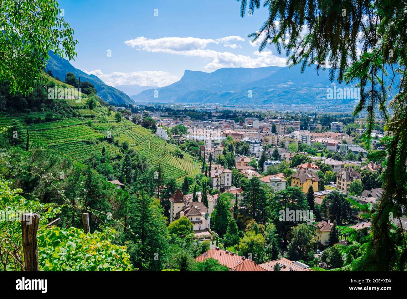 Stadtbild von Meran Stockfoto