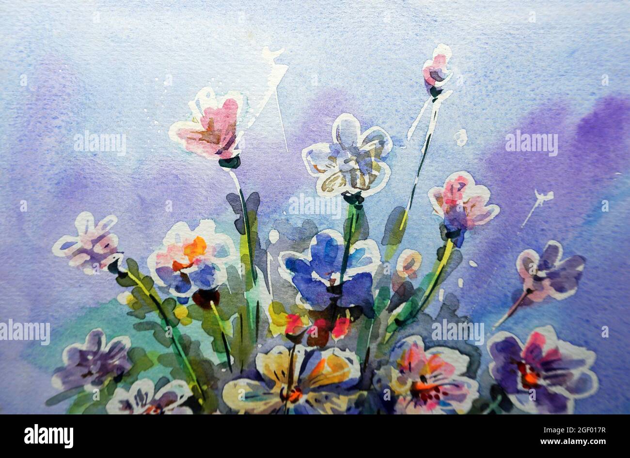 Abstrakte farbige Hintergründe für Design Kunst Aquarell Malerei Blume Stockfoto