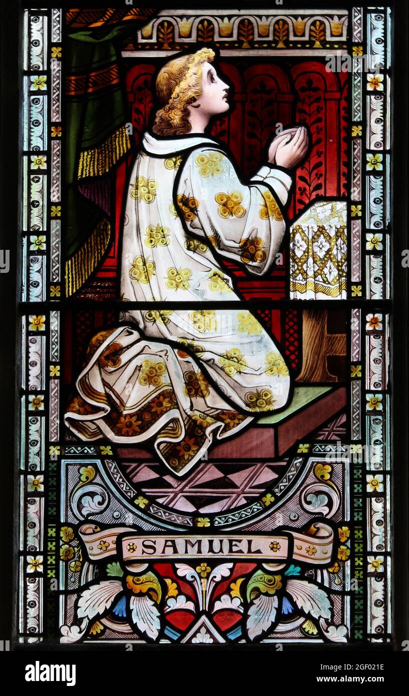 Samuel Glasfenster in der St Asaph Cathedral, Wales Stockfoto