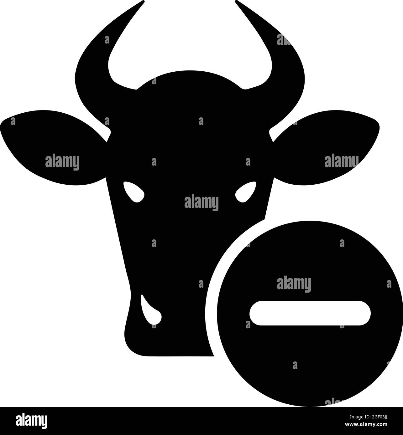 Stier löschen, Kuh entfernen Symbol ist auf weißem Hintergrund isoliert. Einfache Vektordarstellung für Grafik- und Webdesign oder kommerzielle Zwecke. Stock Vektor