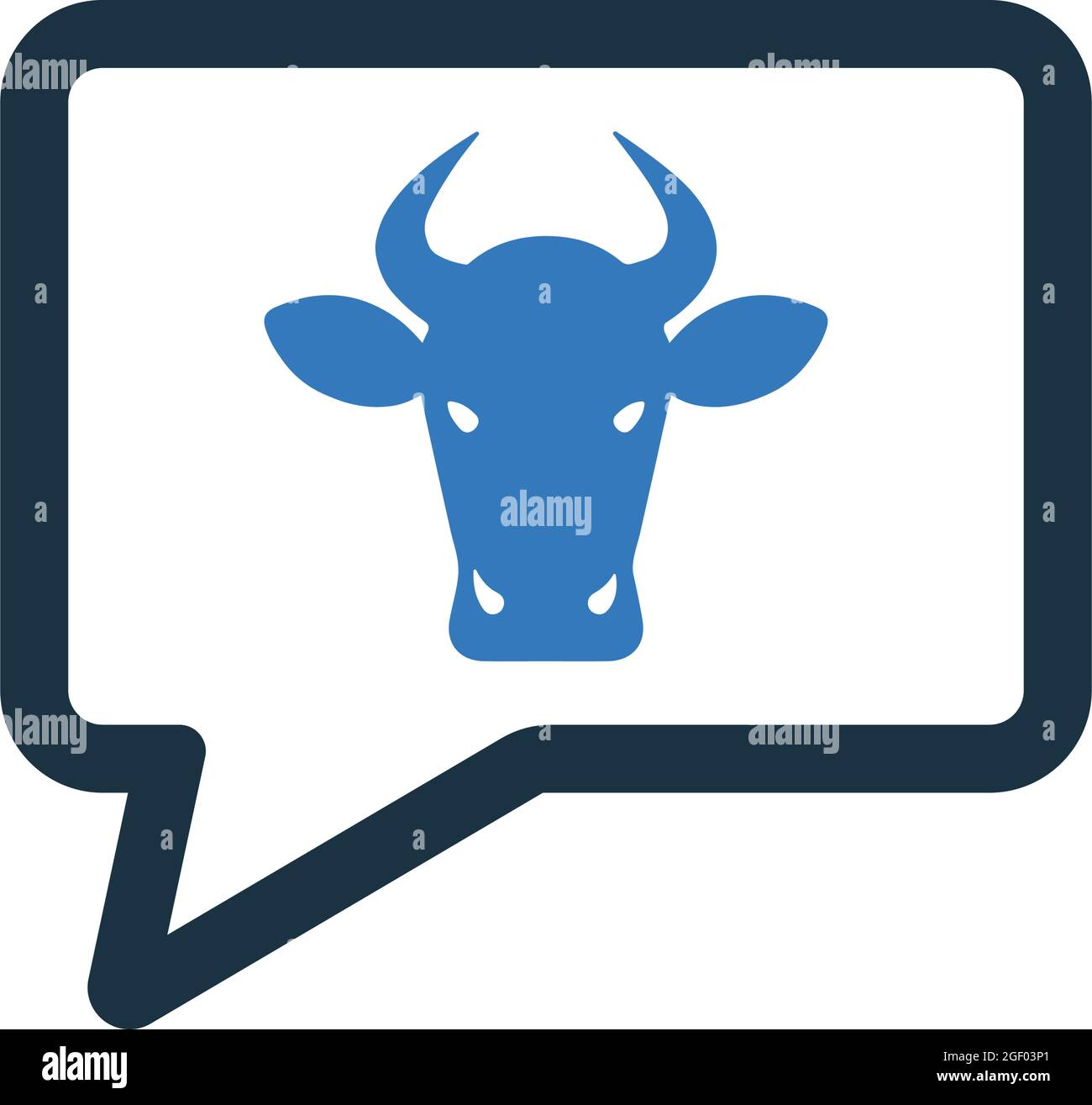 Bubble, Bull, Cloud, Cow, Message-Symbol ist auf weißem Hintergrund isoliert. Einfache Vektordarstellung für Grafik- und Webdesign oder kommerzielle Zwecke. Stock Vektor