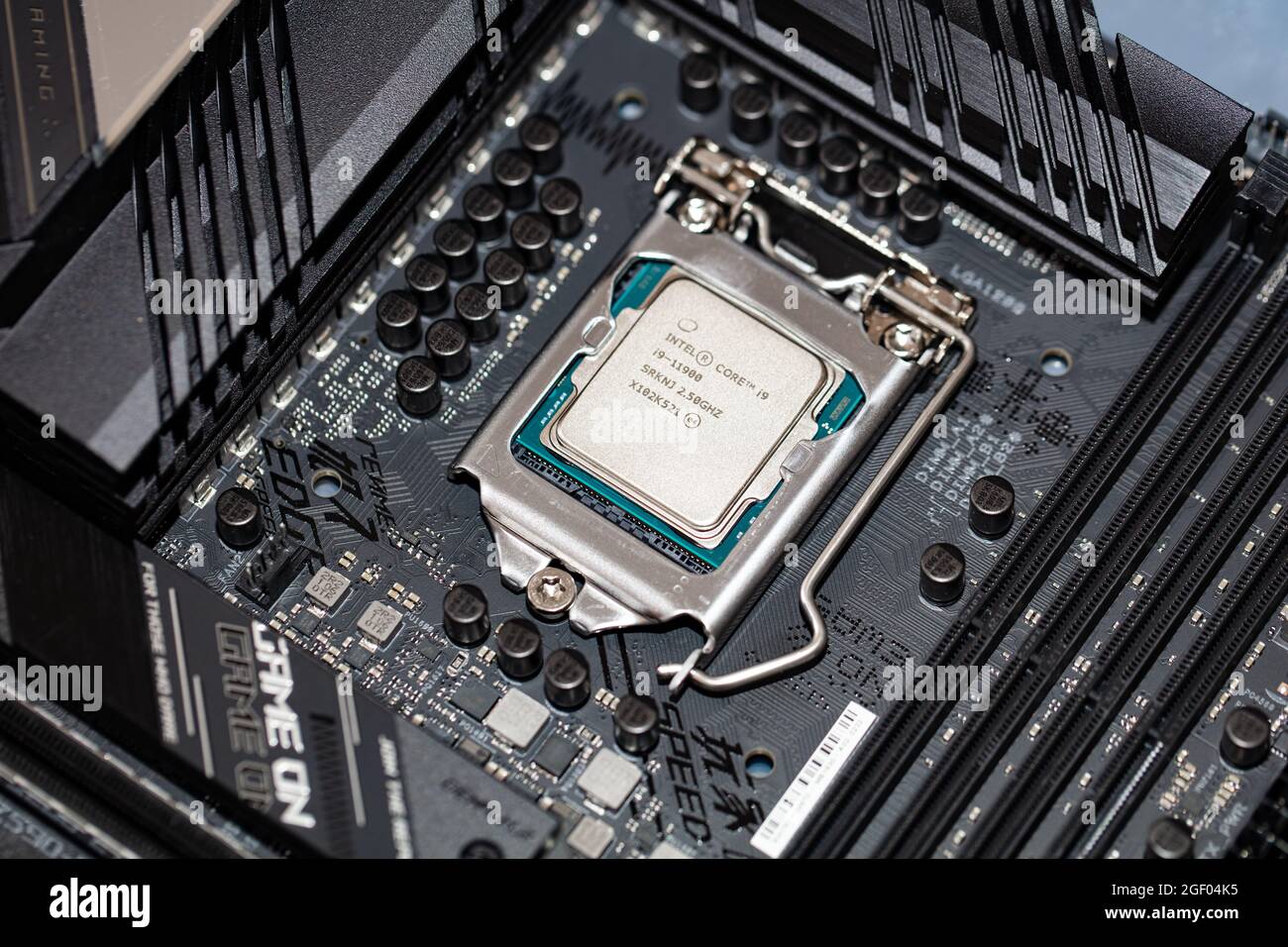 Kalifornien, USA – 21. August 2021: Nahaufnahme des Intel Core i9-11900 Prozessors Stockfoto