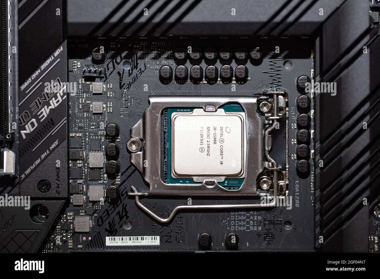 Kalifornien, USA – 21. August 2021: Nahaufnahme des Intel Core i9-11900 Prozessors Stockfoto