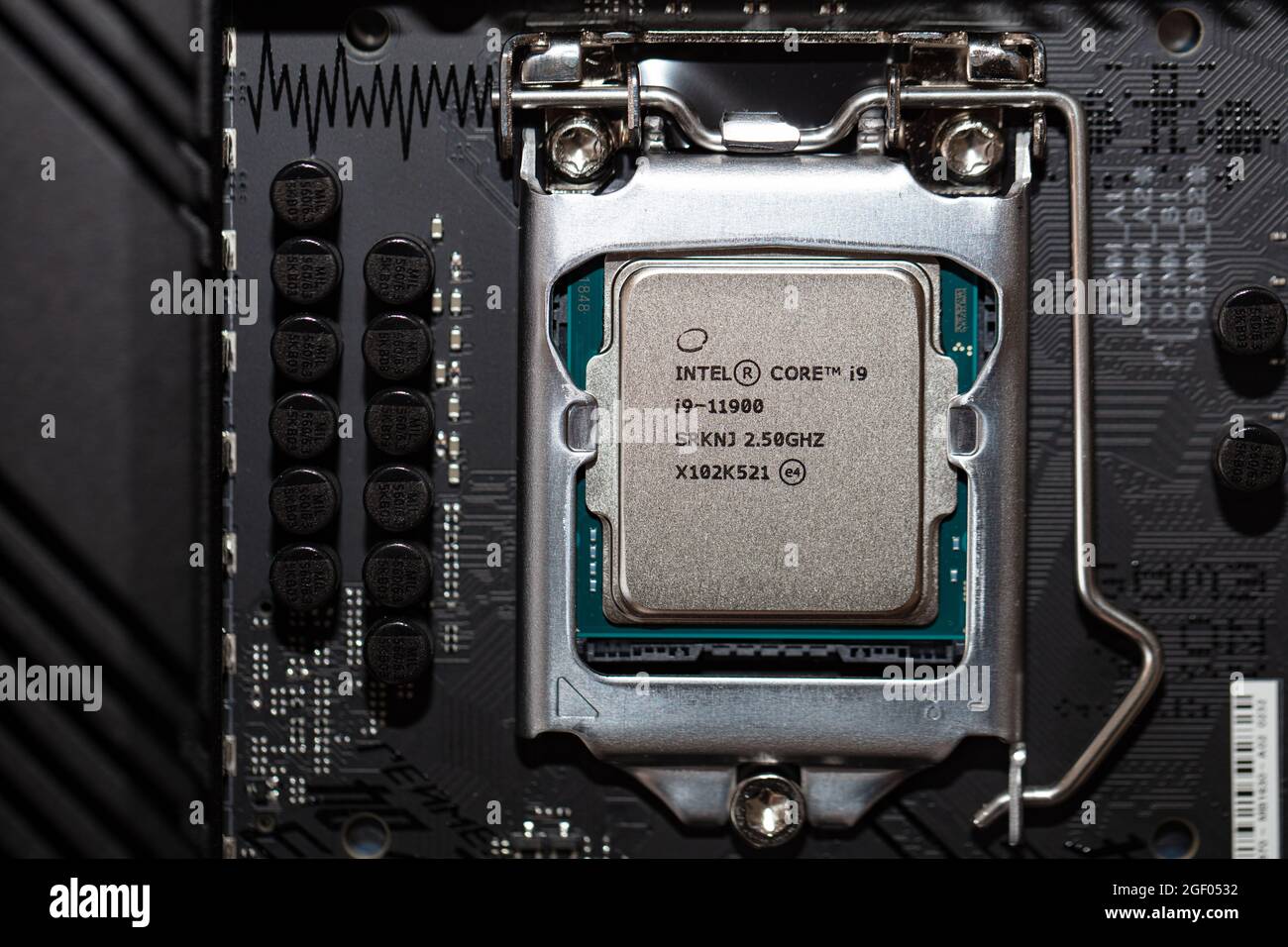Kalifornien, USA – 21. August 2021: Nahaufnahme des Intel Core i9-11900 Prozessors Stockfoto