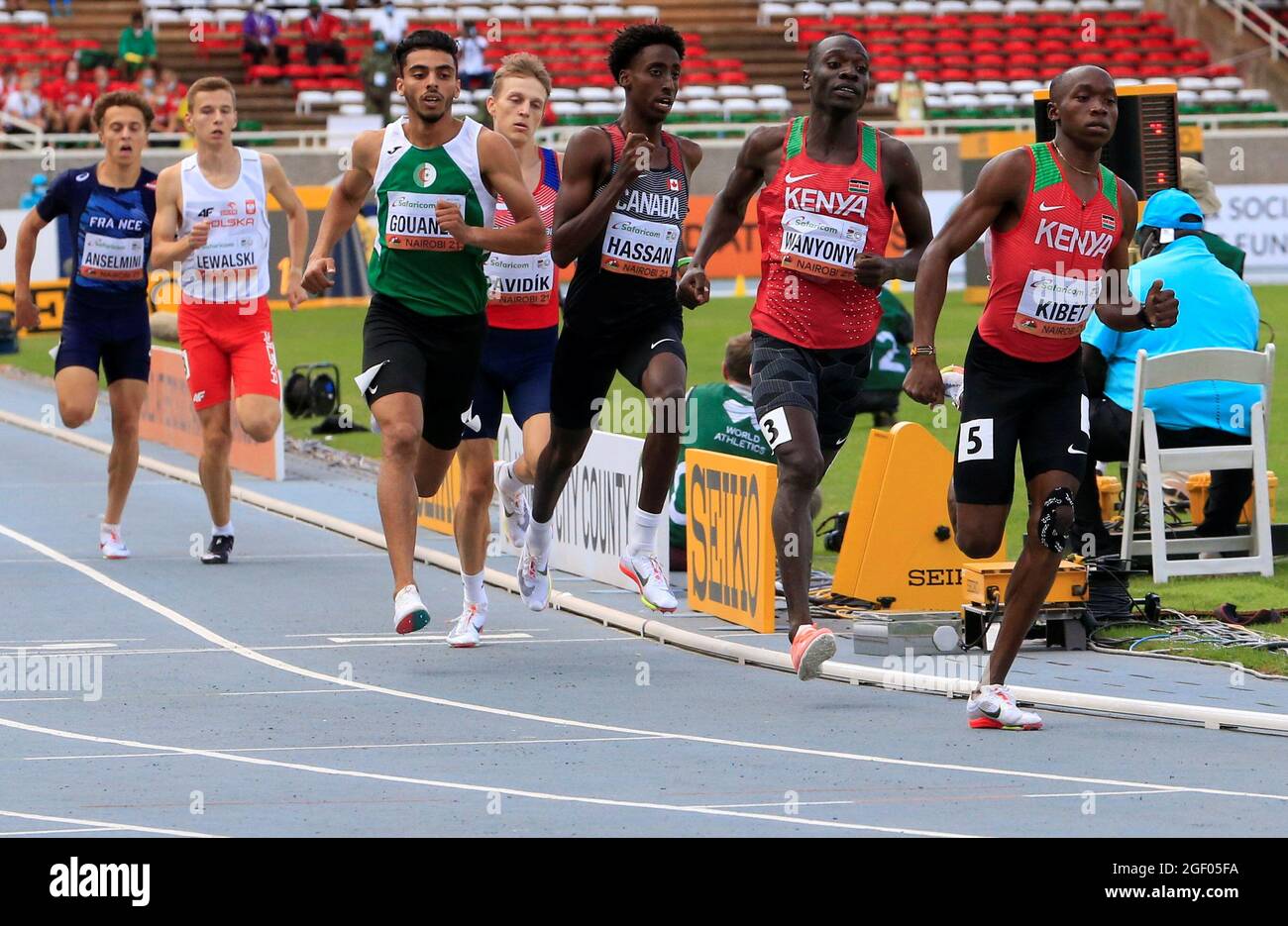 Leichtathletik - U20-Weltmeisterschaften 2021 - Athleten treten am 800-m-Finale der Männer an - Kasarani Stadium, Nairobi, Kenia - 22. August 2021. REUTERS/Thomas Mukoya Stockfoto