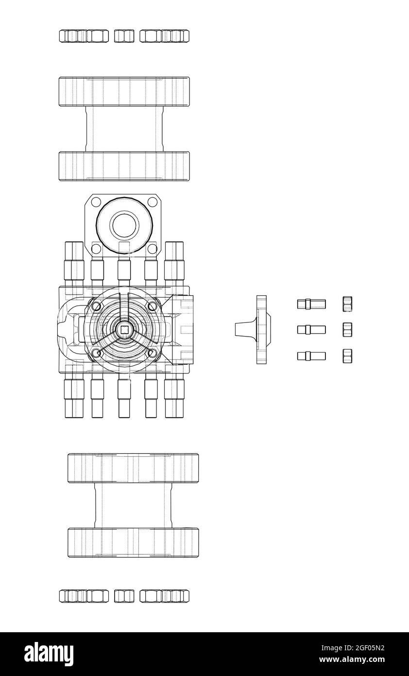 Das ausblasen, Rückflussverhinderer. Vektor Rendering von 3d Stock Vektor