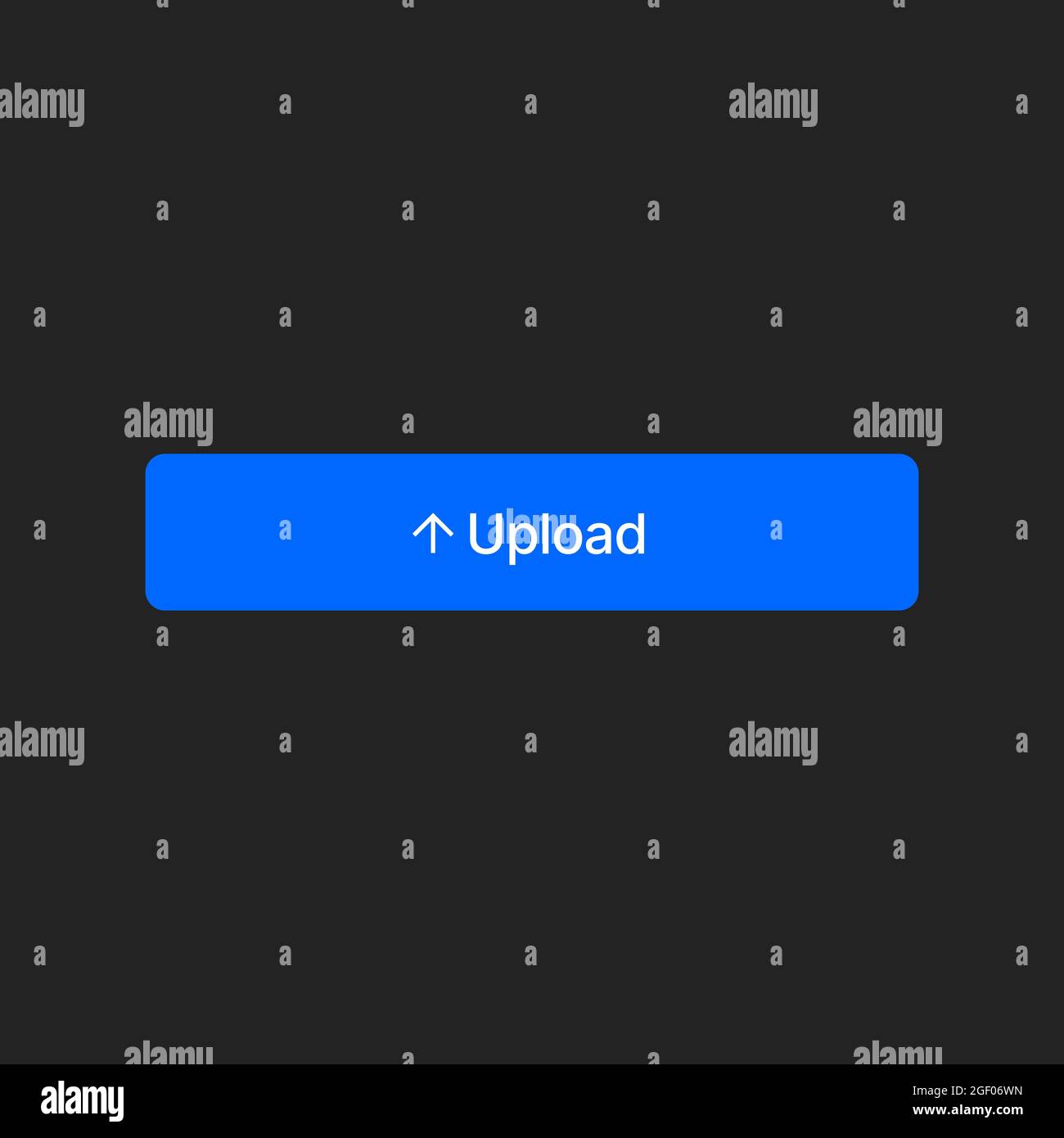 Schaltfläche „Hochladen“ mit einem Pfeil. Einfaches blaues rechteckiges Symbol auf transparentem Hintergrund. Vektorgrafik Stock Vektor