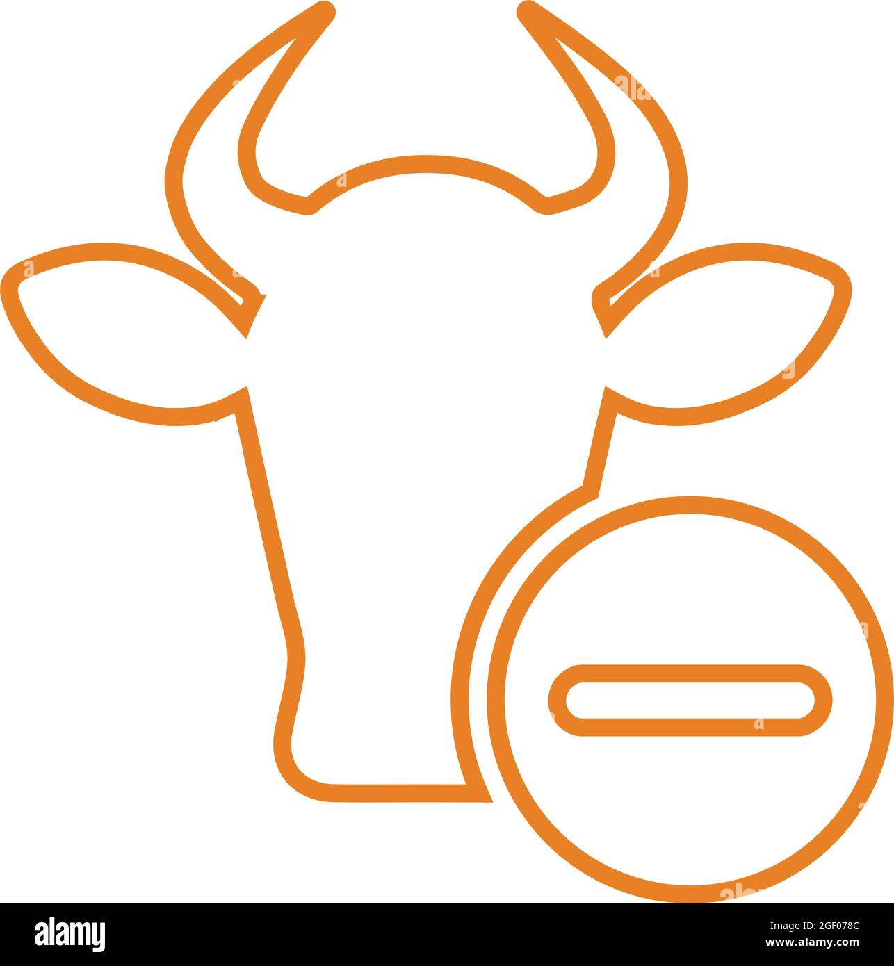 Stier löschen, Kuh entfernen Symbol ist auf weißem Hintergrund isoliert. Einfache Vektordarstellung für Grafik- und Webdesign oder kommerzielle Zwecke. Stock Vektor