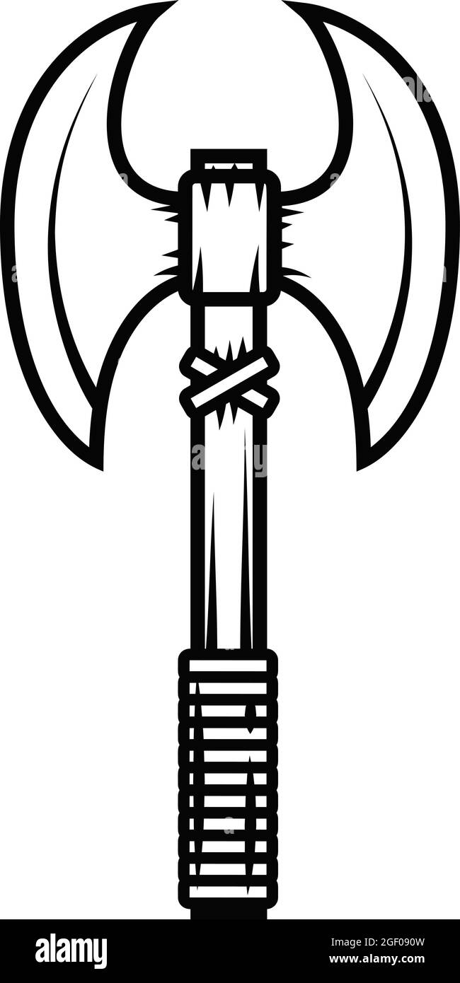 Illustration der wikingeraxt isoliert auf weißem Hintergrund. Gestaltungselement für Logo, Etikett, Schild, Emblem, Plakat. Vektorgrafik, Illustration von vi Stock Vektor