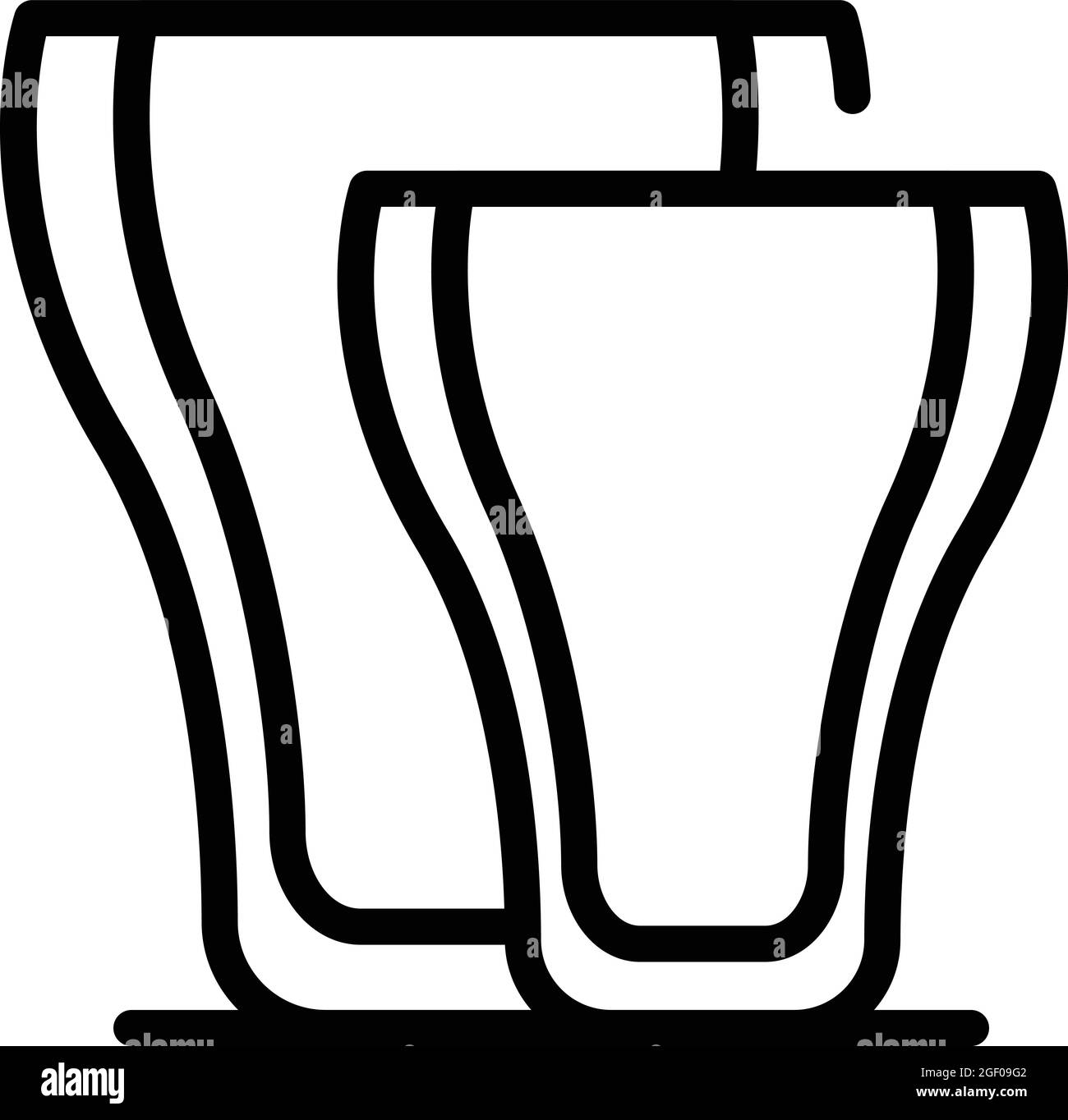 Vektor für die Umrissdarstellung des Symbols für leere Biergläser. Bierkrug. Alkoholbecher Stock Vektor