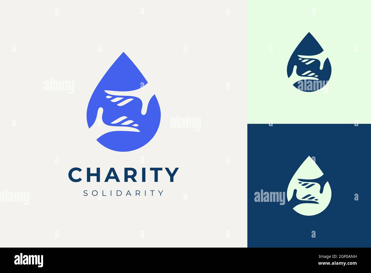 Solidaritäts- oder Charity-Logo in Hand- und Wassertropfenform Stock Vektor