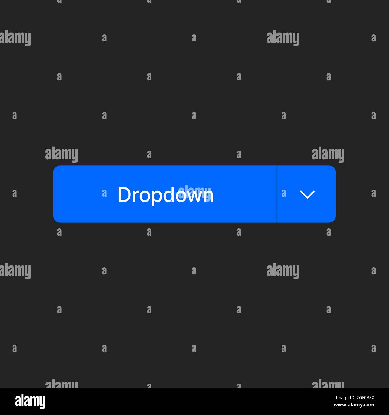 Dropdown-Schaltfläche. Einfaches Blaues Rechteckiges Symbol. Vektorgrafik Stock Vektor