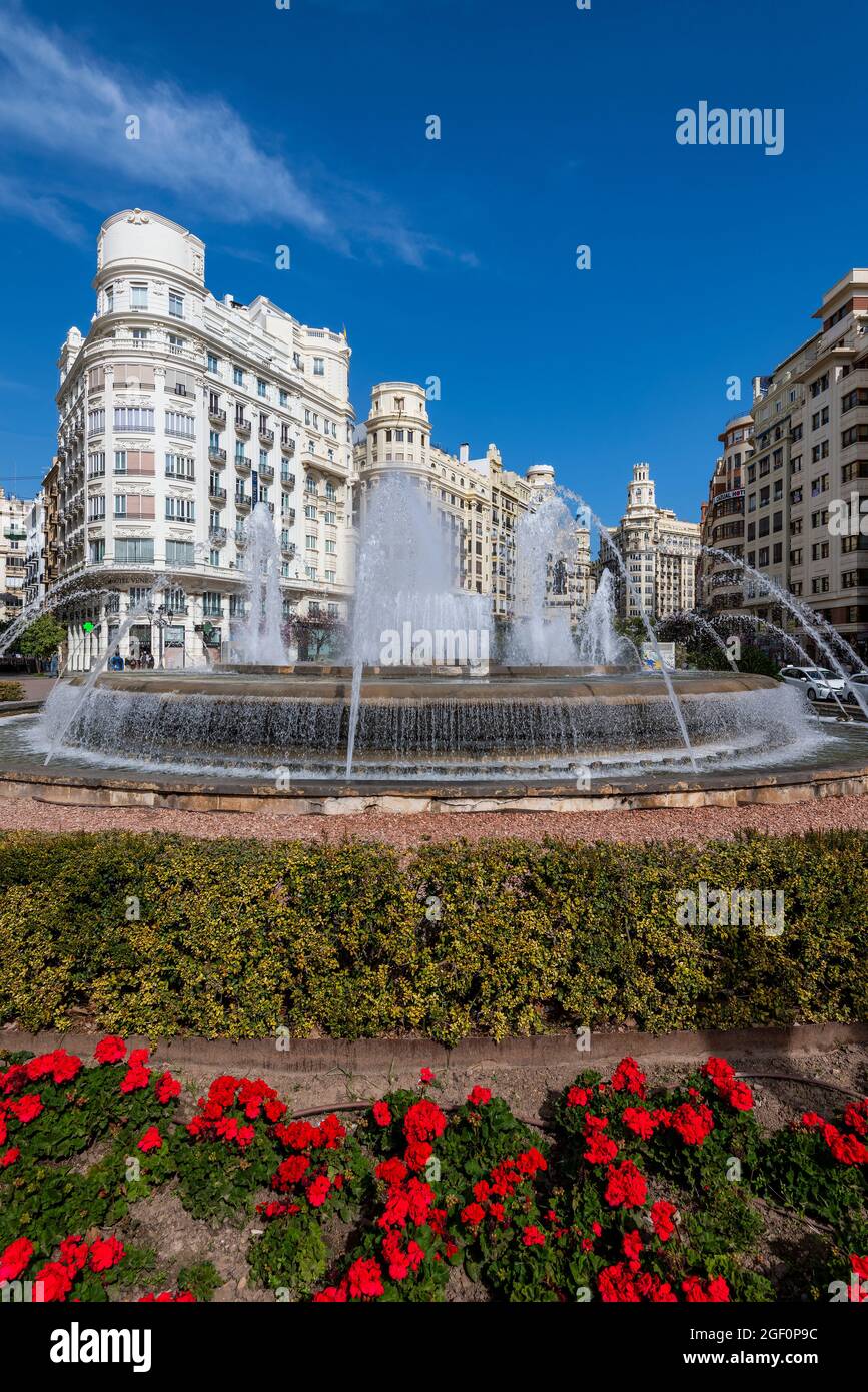 Plaza del Ayuntamiento, Valencia, Bundesland Valencia, Spanien Stockfoto