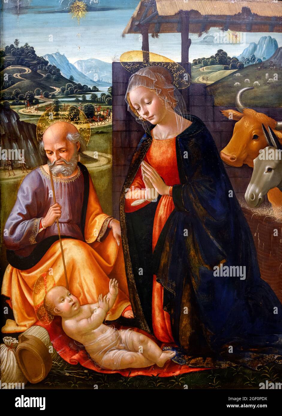 Geburt von Domenico Ghirlandaio (Domenico Bigordi, 1448-1494) und Workshop Stockfoto