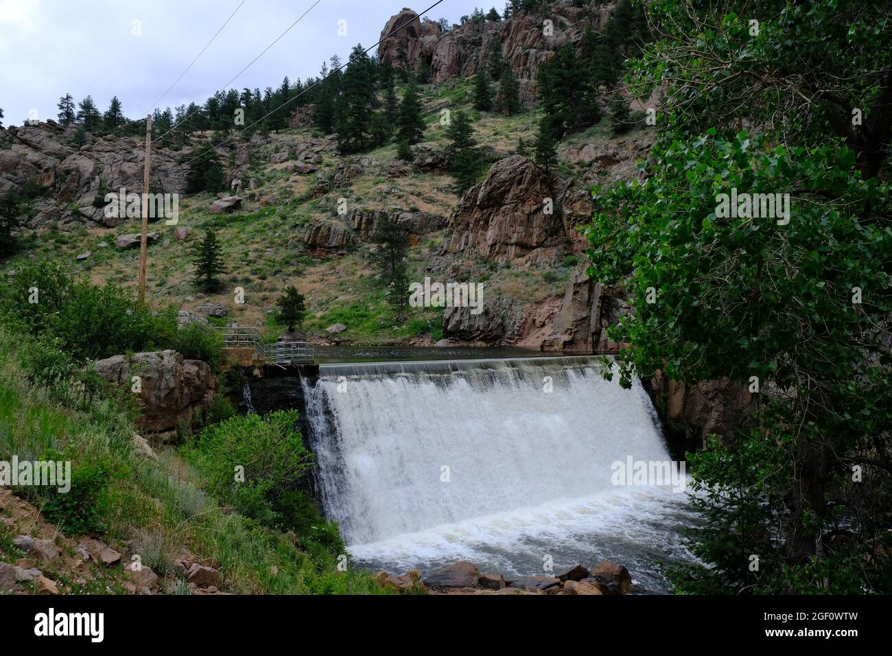 Button Rock Preserve Staumauer Landschaft Fluss Stockfoto